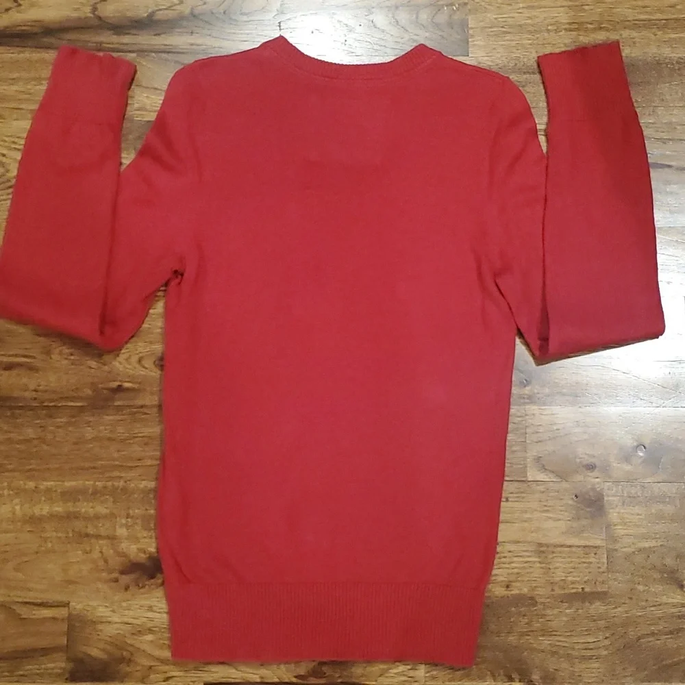 Mens Abercrombie & Fitch red v neck sweater size S